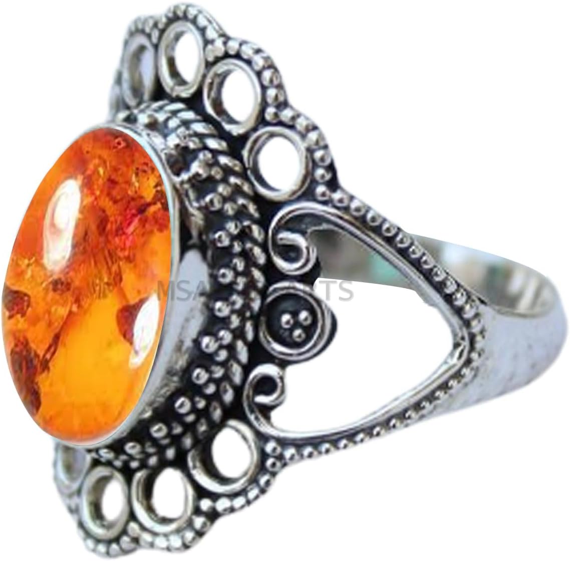 Solid 925 Sterling Silver Ring with Genuine Black Onyx Gemstone