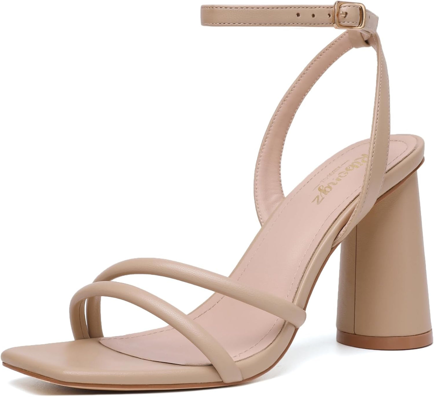 RIBONGZ Block Heels for Women - Elegant Strappy Sandals