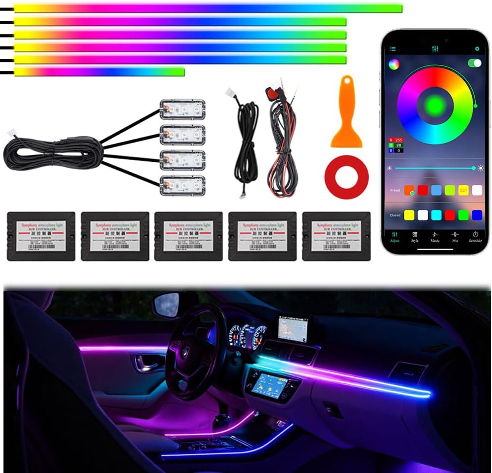 Acrylic Interior Car Ambient Lighting Kits with LED Strip Lights