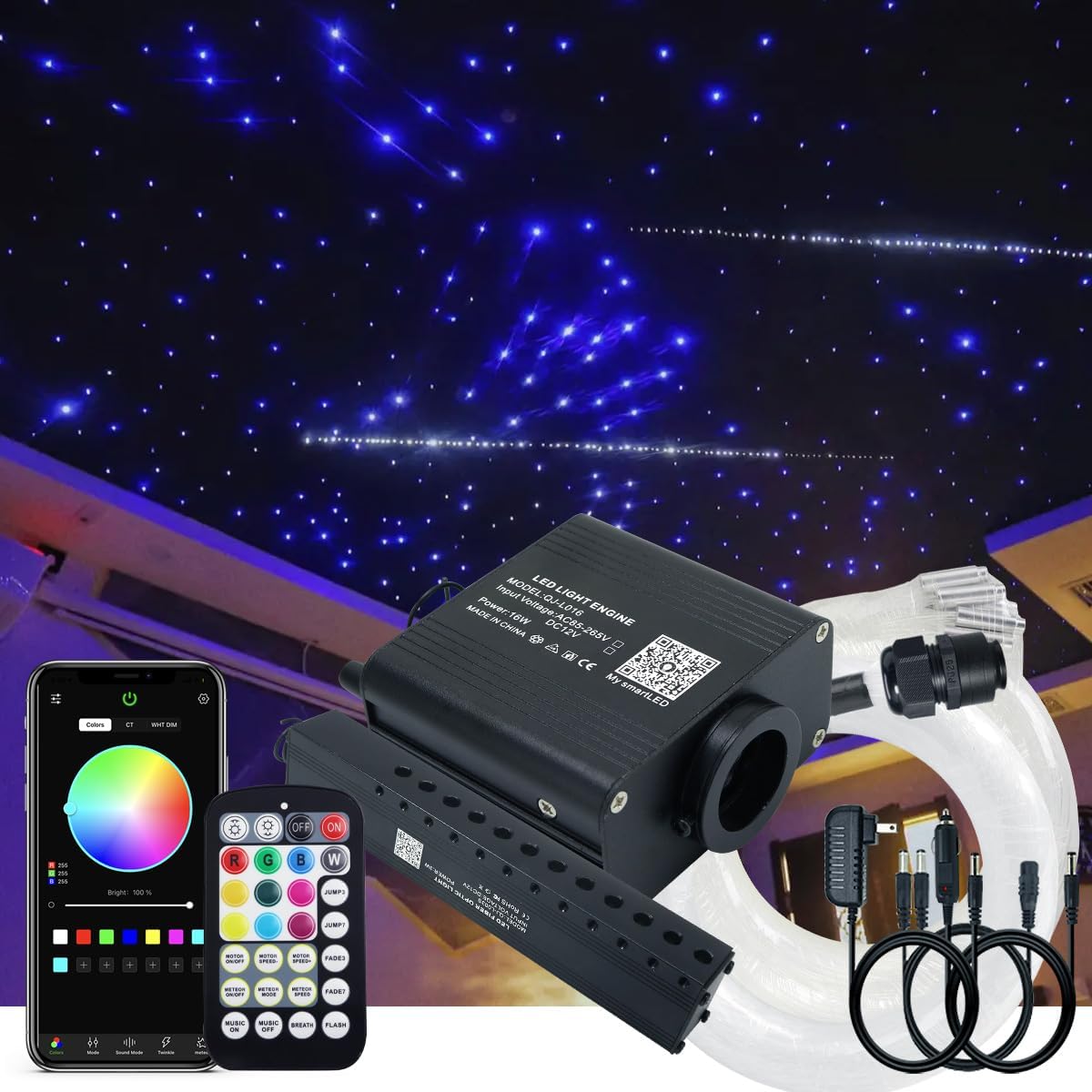 AKEPO 16W RGBW Twinkle Shooting Star Fiber Optic Lights Kit