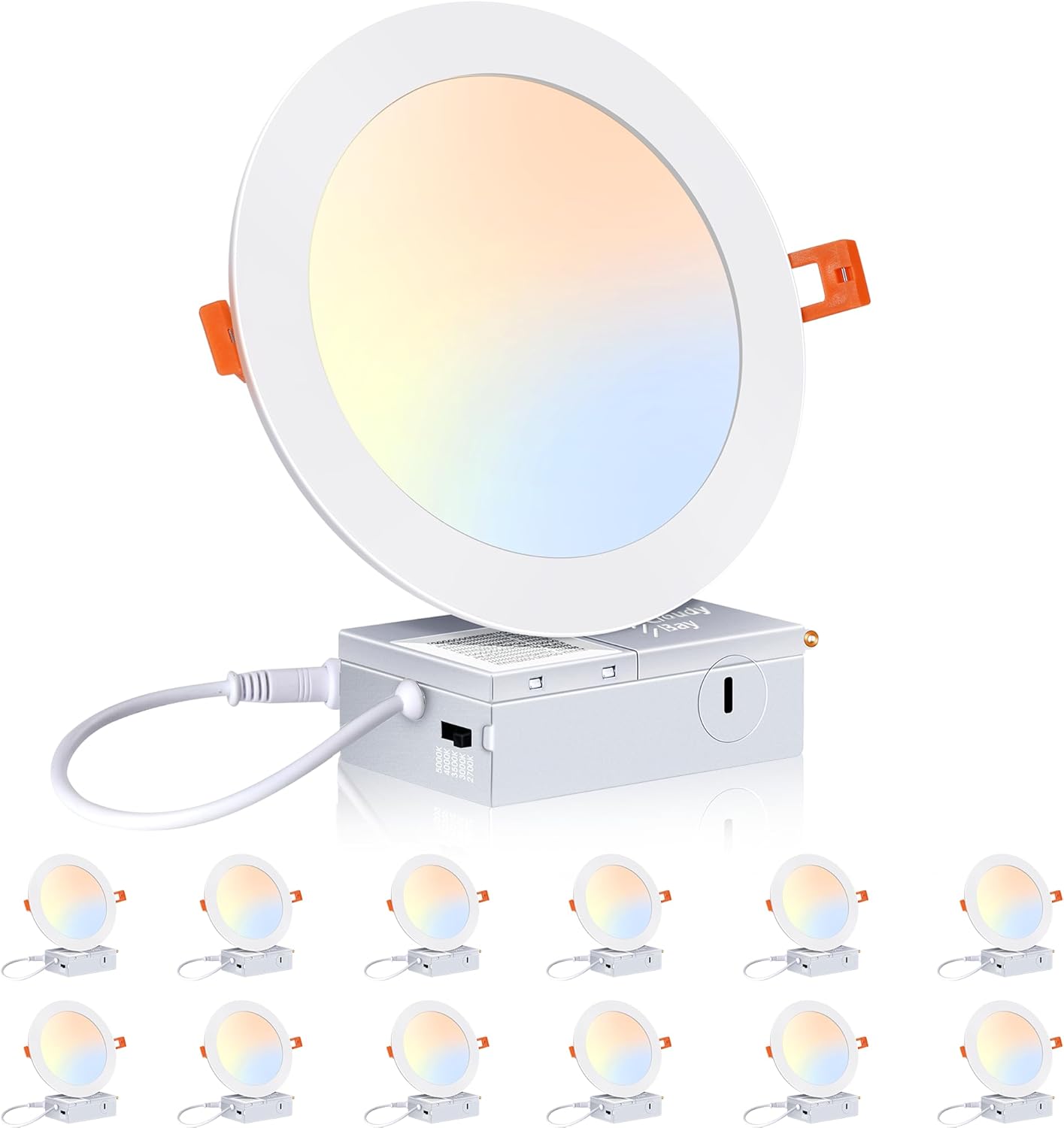 CLOUDY BAY 12 Pack 6 Inch Ultra-Thin LED Recessed Ceiling Light