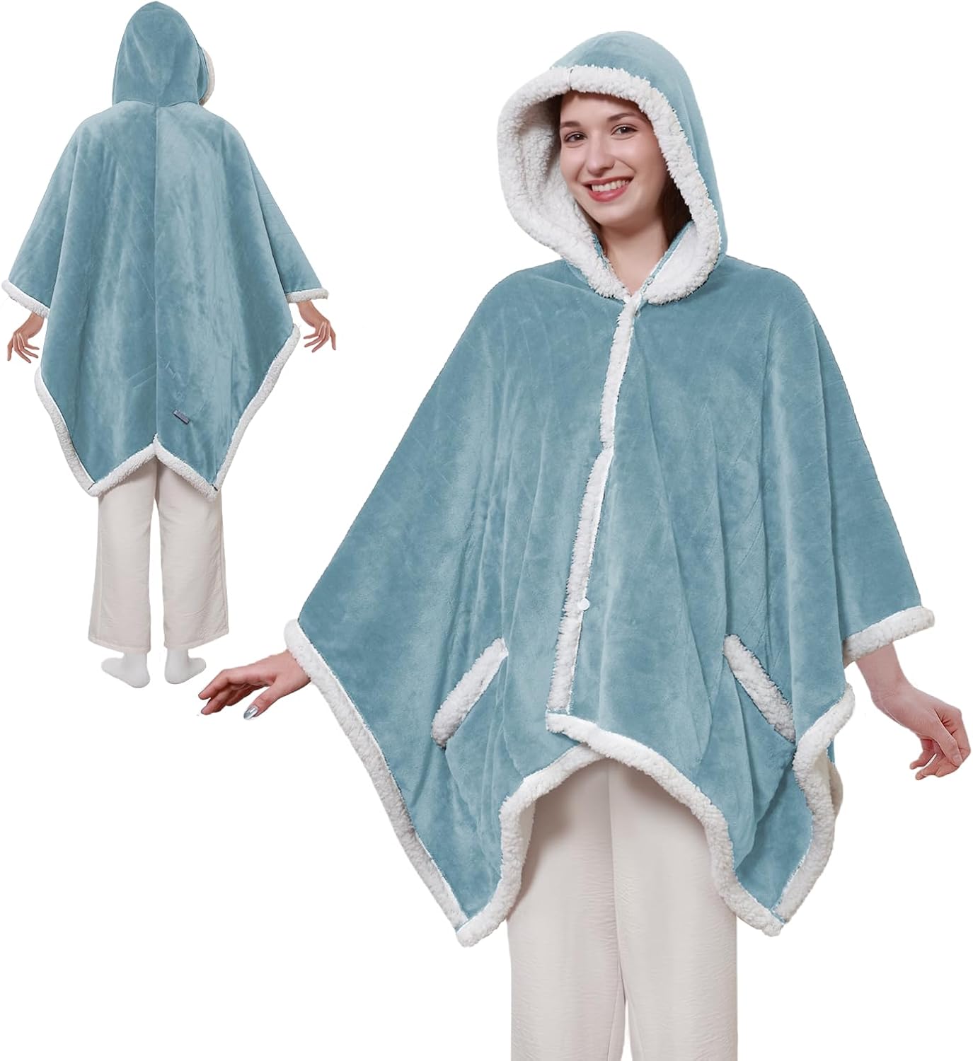 Sealy Heated Throw Wearable Shawl Wrap with Pockets for Comfort