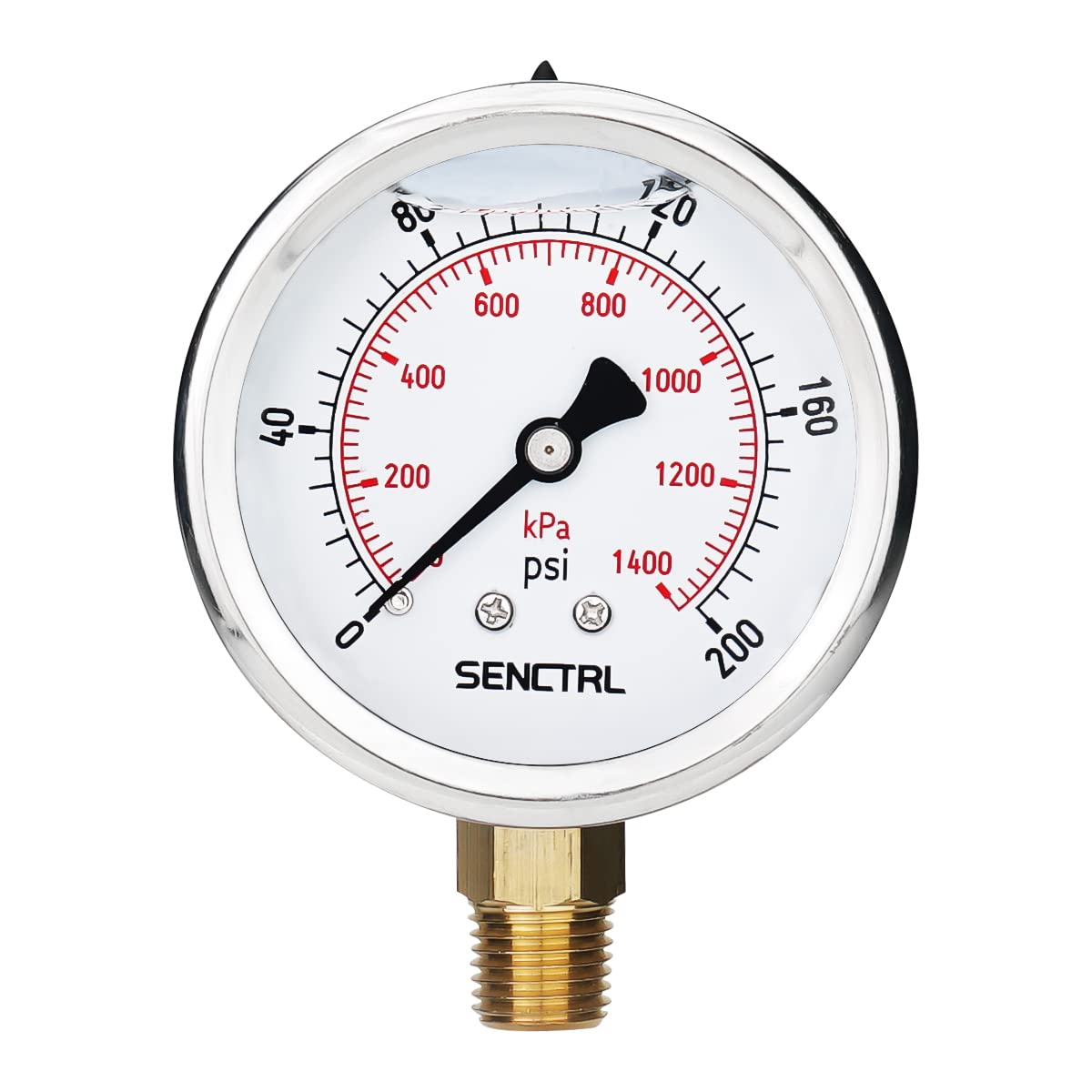 200 Psi Liquid Filled Pressure Gauge - Ideal for Pressure Tests