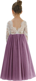 Girl Peony Lace Back A-Line Tutu Tulle Dress - Soft White