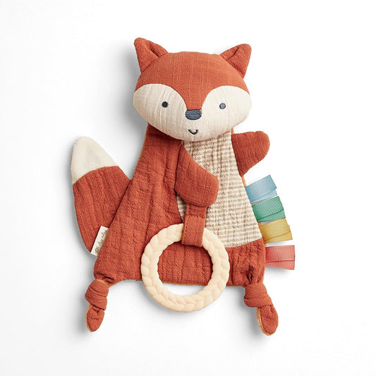 Itzy Ritzy Fox Crinkle Sensory Toy - Soft Teether & Texture Ribbons for Babies