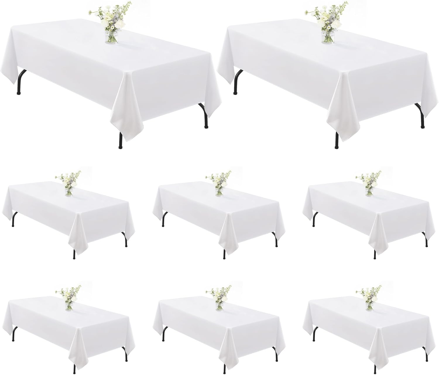 joybest White Tablecloth for Rectangle Table - 8 Pack 70 x 120 in