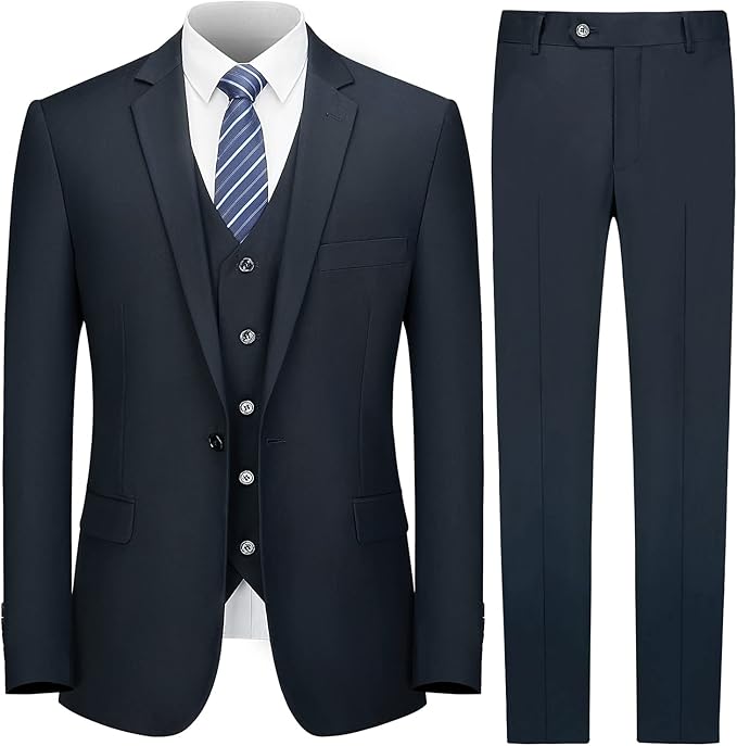Cooper & Nelson Men's Slim Fit 3 Piece Suit Tuxedo Set