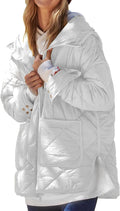 Quilted Puffer Jacket Hooded Long Sleeve Zip Up - Lightweight Warm Two