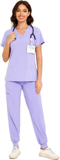 COZYFIT Scrubs for Women V-Neck Top & Cargo Pants Set (Style 5B6L)