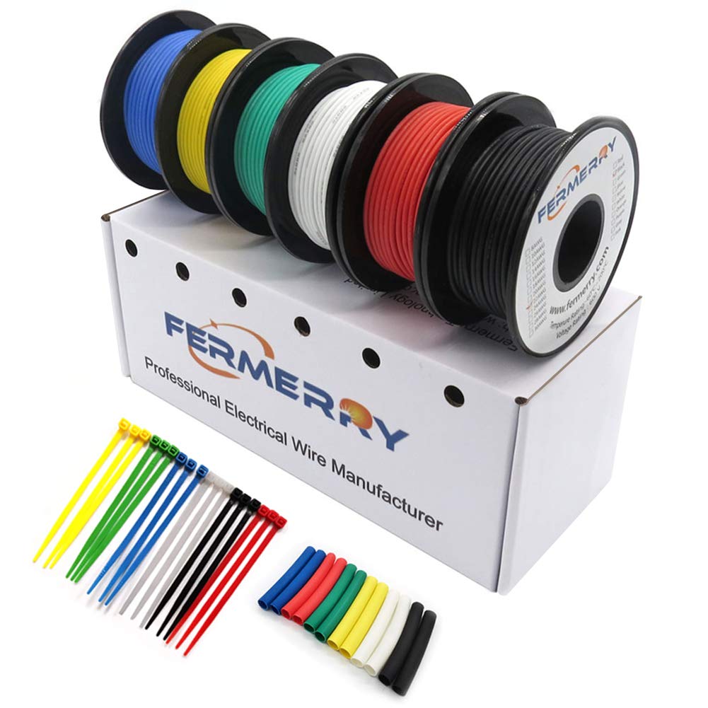 Fermerry 12 AWG Stranded Wire Spool Kit with 6 Colors