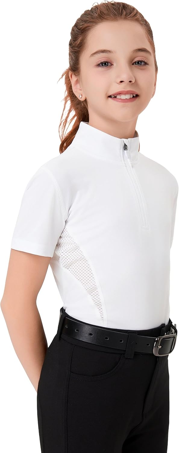 FitsT4 Sports Girls Short Sleeve Equestrian Shirt for Riding
