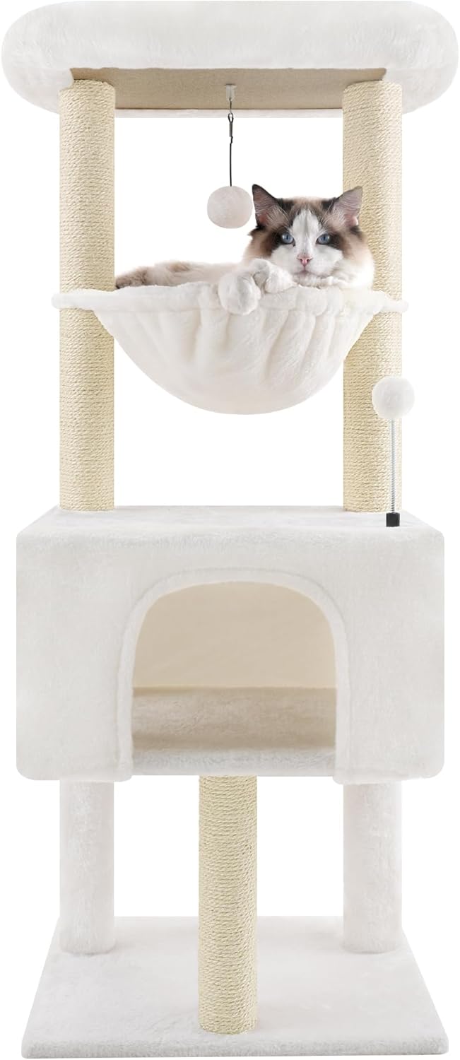 ROYPET 43.3 Cat Trees with Cozy Houses and Spring Balls