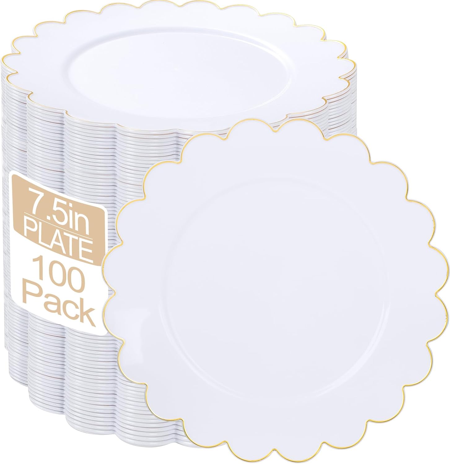 LIYH 100 Pcs White Plates - Elegant Disposable Cake Plates