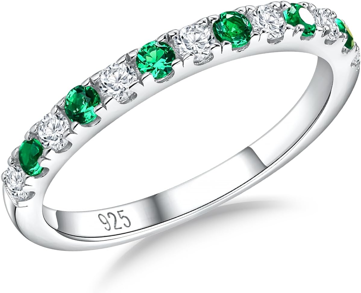 Birthstone Rings Eternity Band in 925 Sterling Silver for Women