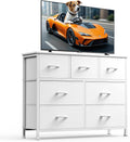 DUMOS TV Stand Dresser with 7 Fabric Drawers - Compact Storage TV