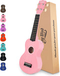 Pink 21 Inch Soprano Ukulele for Beginners with Strong Sound
