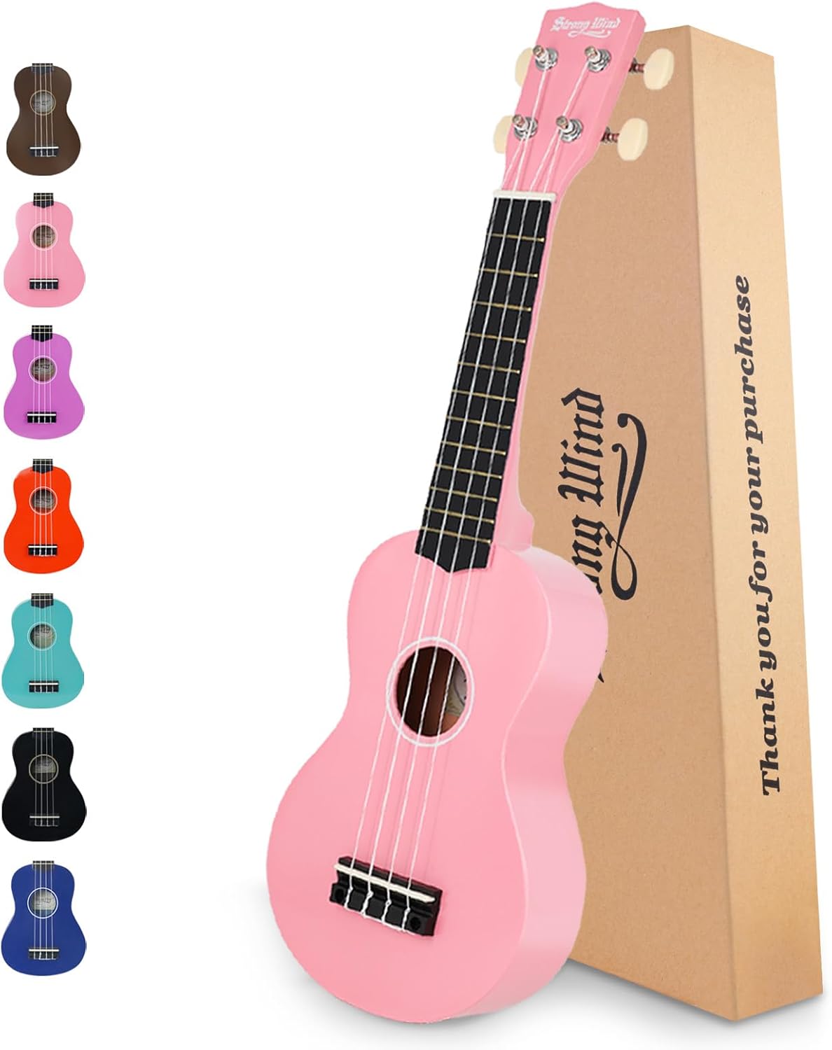 Strong Wind Soprano Ukulele 21 Inch for Beginners in Pink