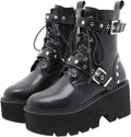 Parisuit Womens Goth Patent Ankle Boots Platform Chunky High