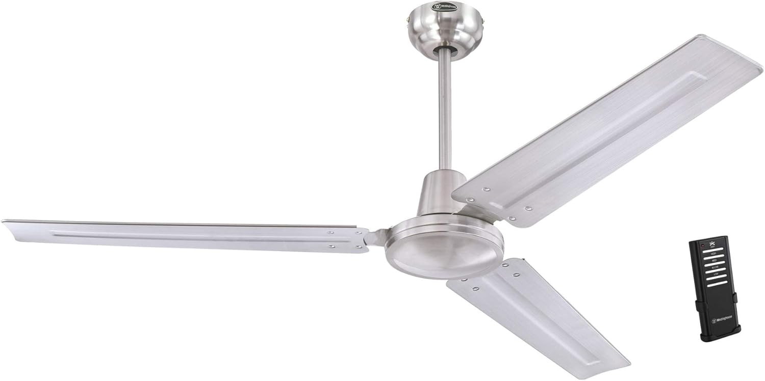 Modern Industrial Style Ceiling Fan with Remote Control, 56 in