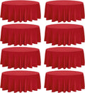 8 Pack Round Tablecloth 70 in Red - Durable Polyester Covers