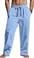 Mens Linen Pants for Men - Loose Fit Beach Yoga Trousers