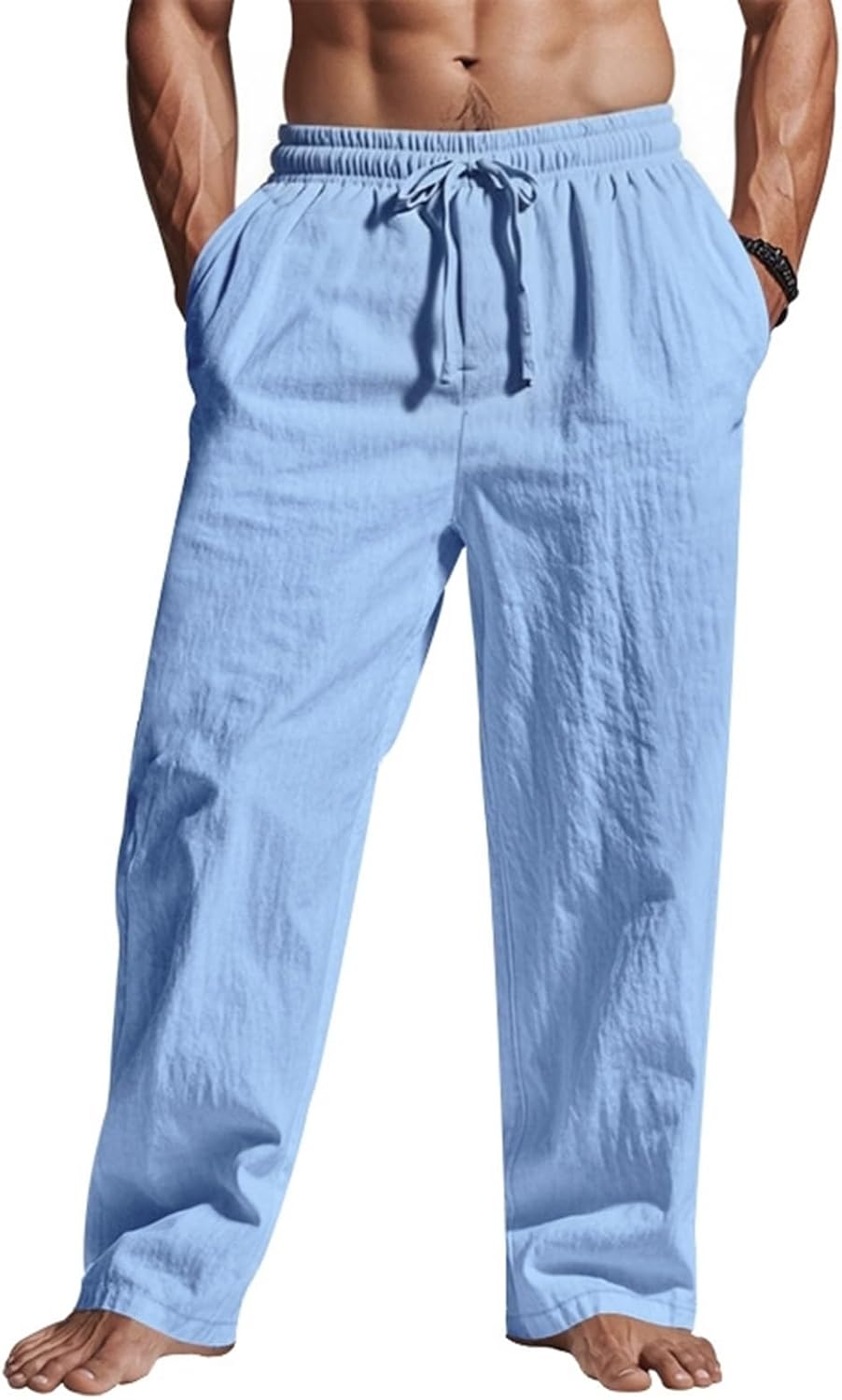 Mens Linen Pants for Yoga and Beach - Casual Summer Trousers