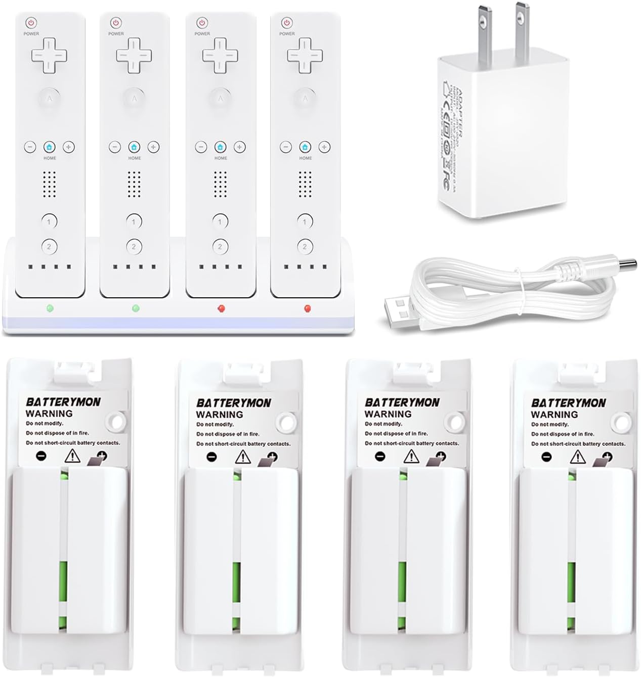 Wii Remote Charger Set - 4Pack Recharge + Dock