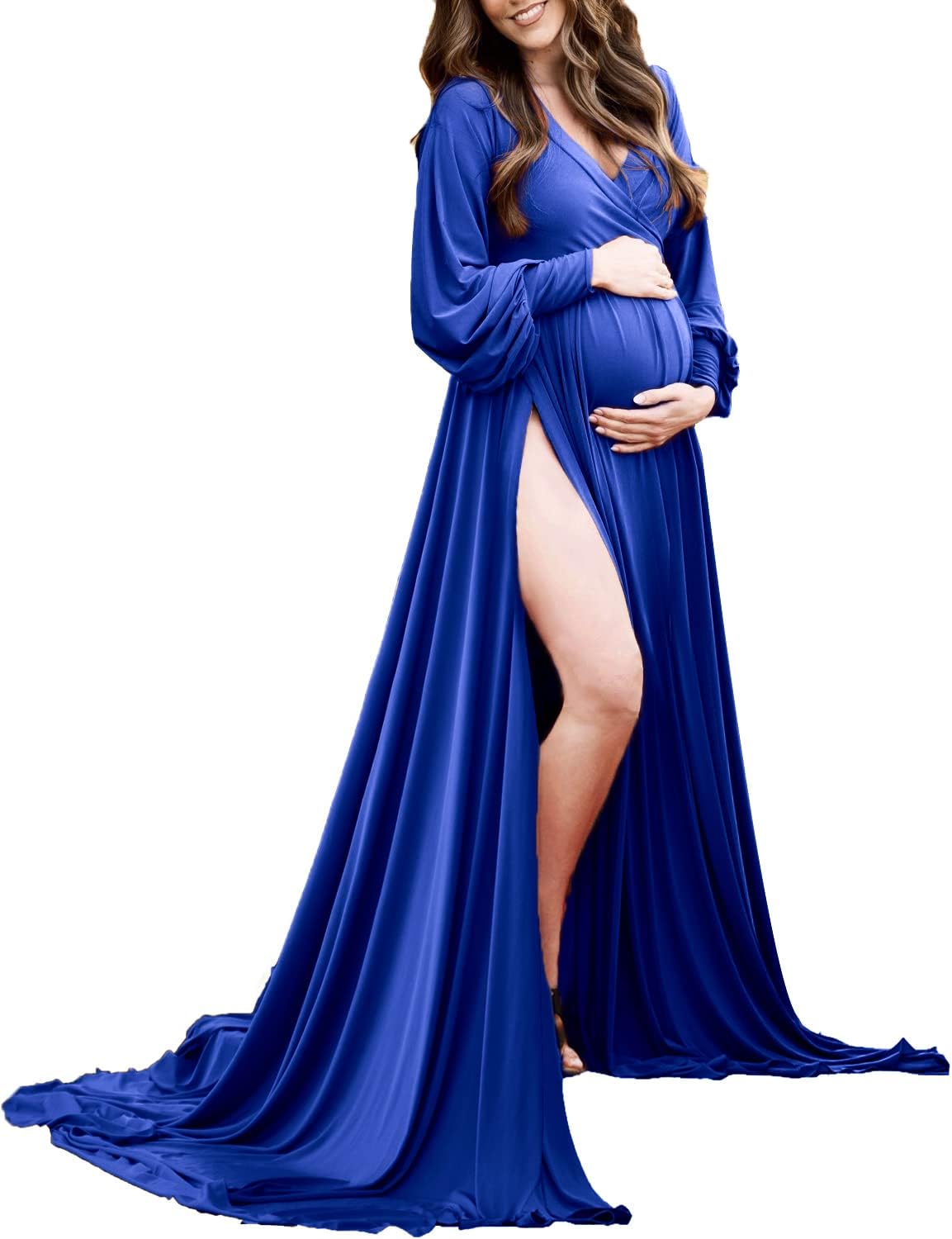 Maternity Gown with Bishop Sleeves for Baby Shower Events