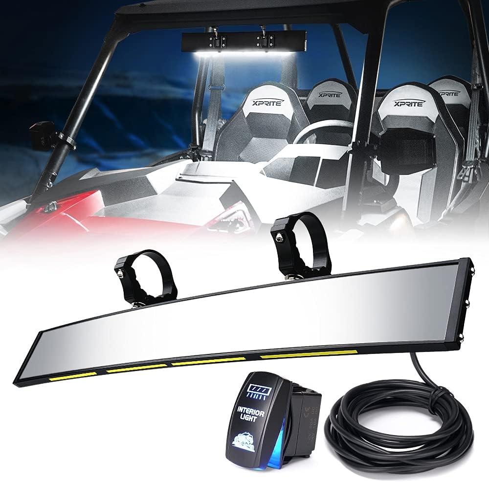 Xprite 17.5in UTV Rear View Center Mirror with LED Lights