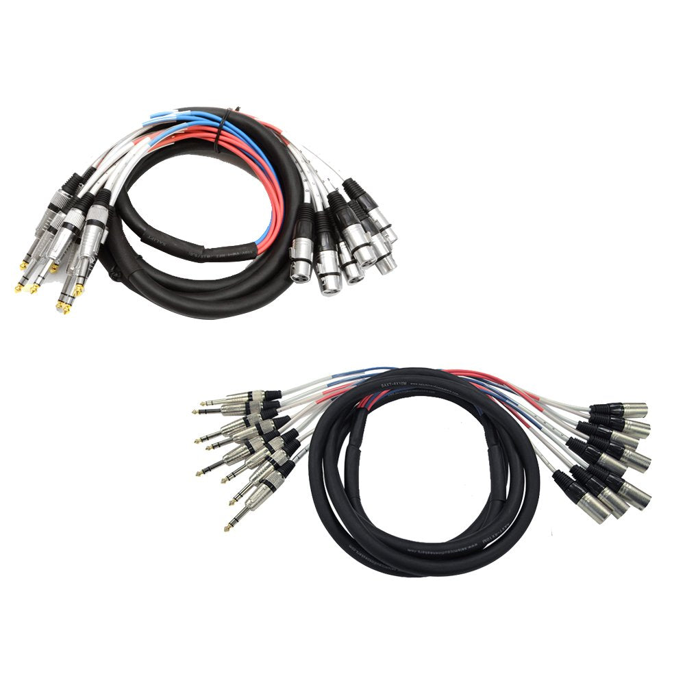 8 Channel 10 Foot TRS to XLR Male and Female Snake Cable Bundle