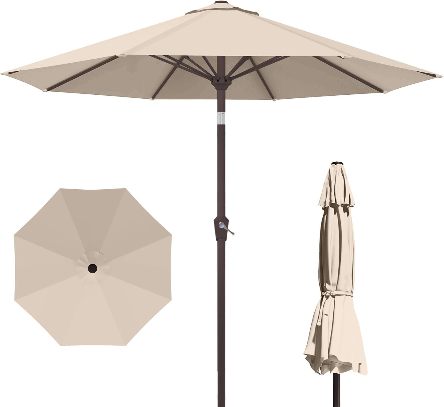 10FT Patio Umbrella with Push Button Tilt and Crank for Shade