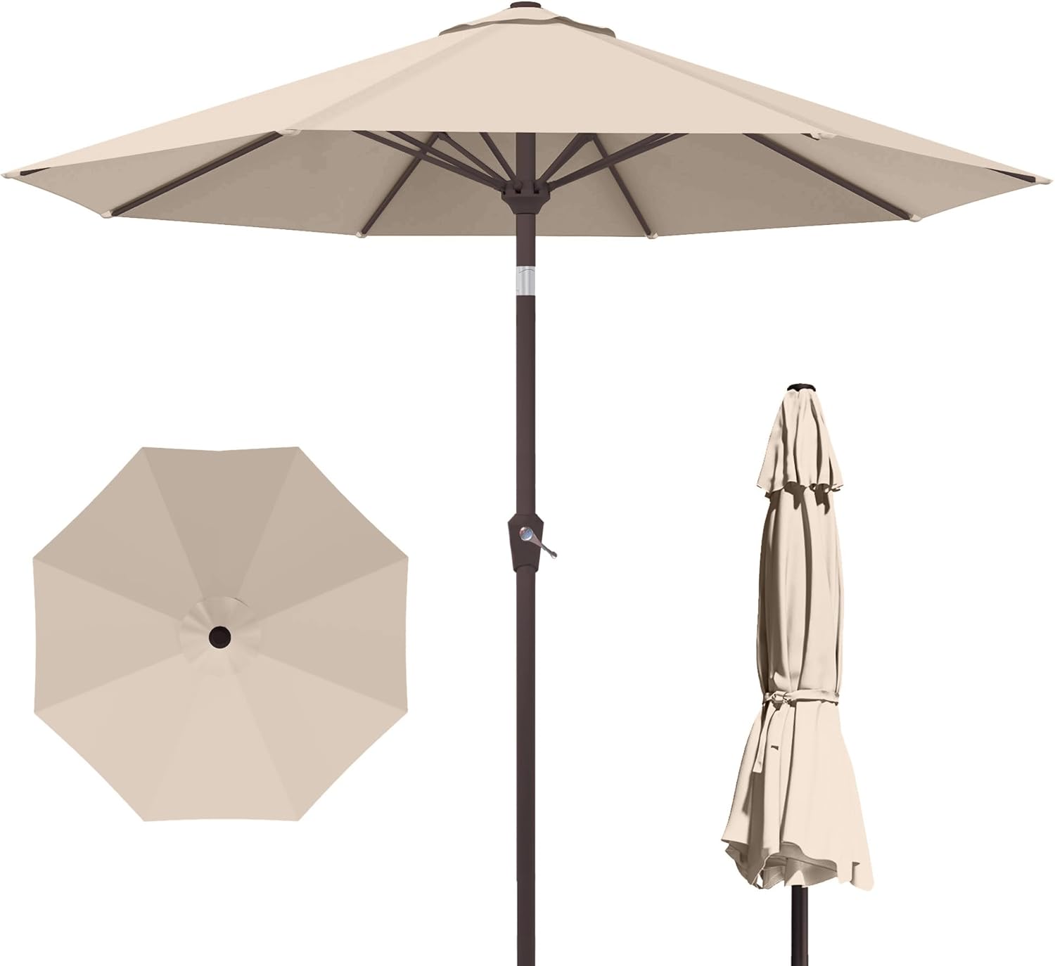 10FT Patio Umbrella with Push Button Tilt and Crank for Shade