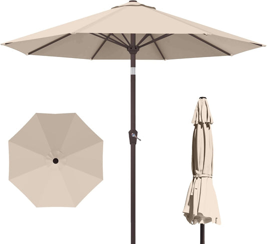 10FT Patio Umbrella with Push Button Tilt and Crank for Shade