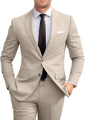Men's Slim Fit 2 Piece Suit Set - Modern Two Button Wedding Suit