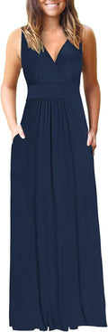 AUSELILY Women's Sleeveless Formal Deep V Neck Maxi Dress Dresses