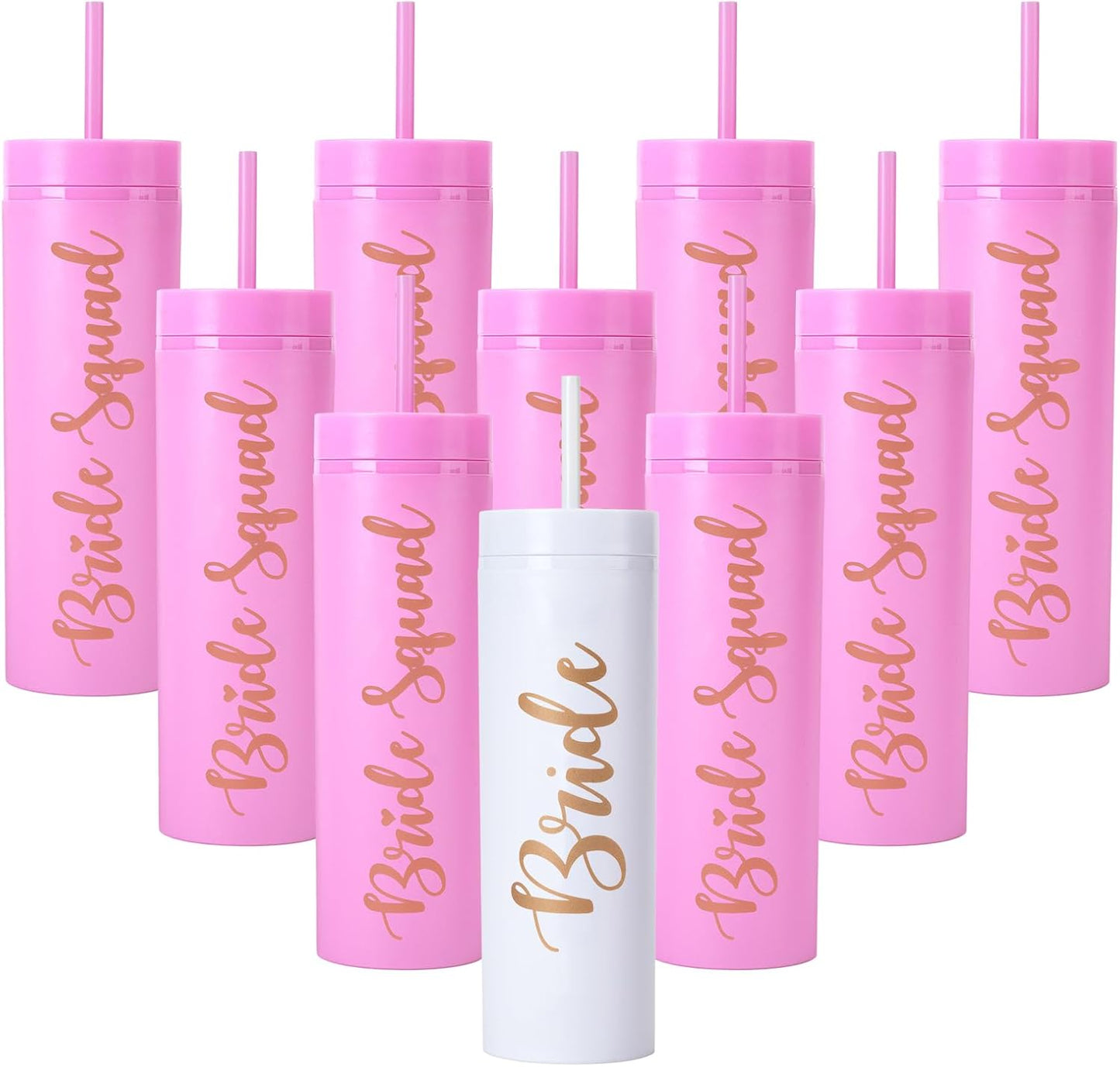 10 Pack Bride to Be Skinny Tumblers for Bachelorette Parties