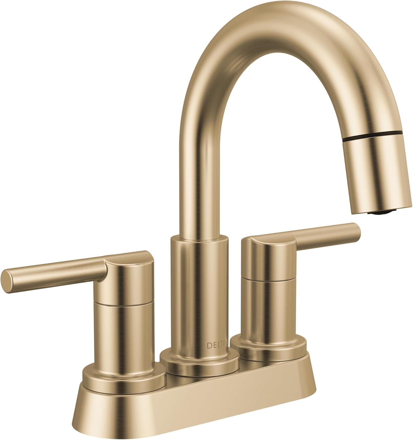 Delta Nicoli Centerset Brushed Gold Bathroom Faucet with Sprayer