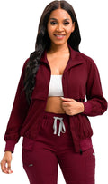 Scrub Jackets Long Sleeve for Women Zip Front - Warm, Pocketed