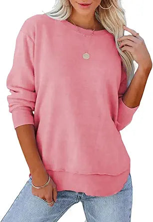 Pkabogbi Women's Casual Long Sleeve Crewneck Sweatshirt Tops