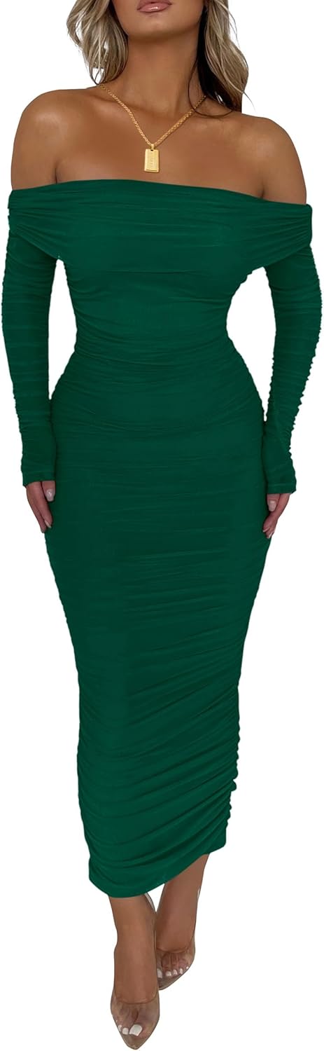 PRETTYGARDEN Women's Off The Shoulder Maxi Dress for Fall