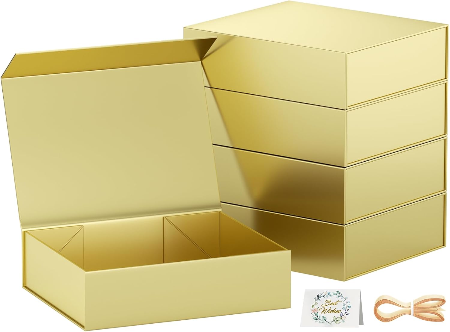 Durable Gold Gift Boxes with Lids for All Occasions - 5 Pack