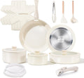 Ceramic Cookware Set Non Toxic with Detachable Handles - Space Saving
