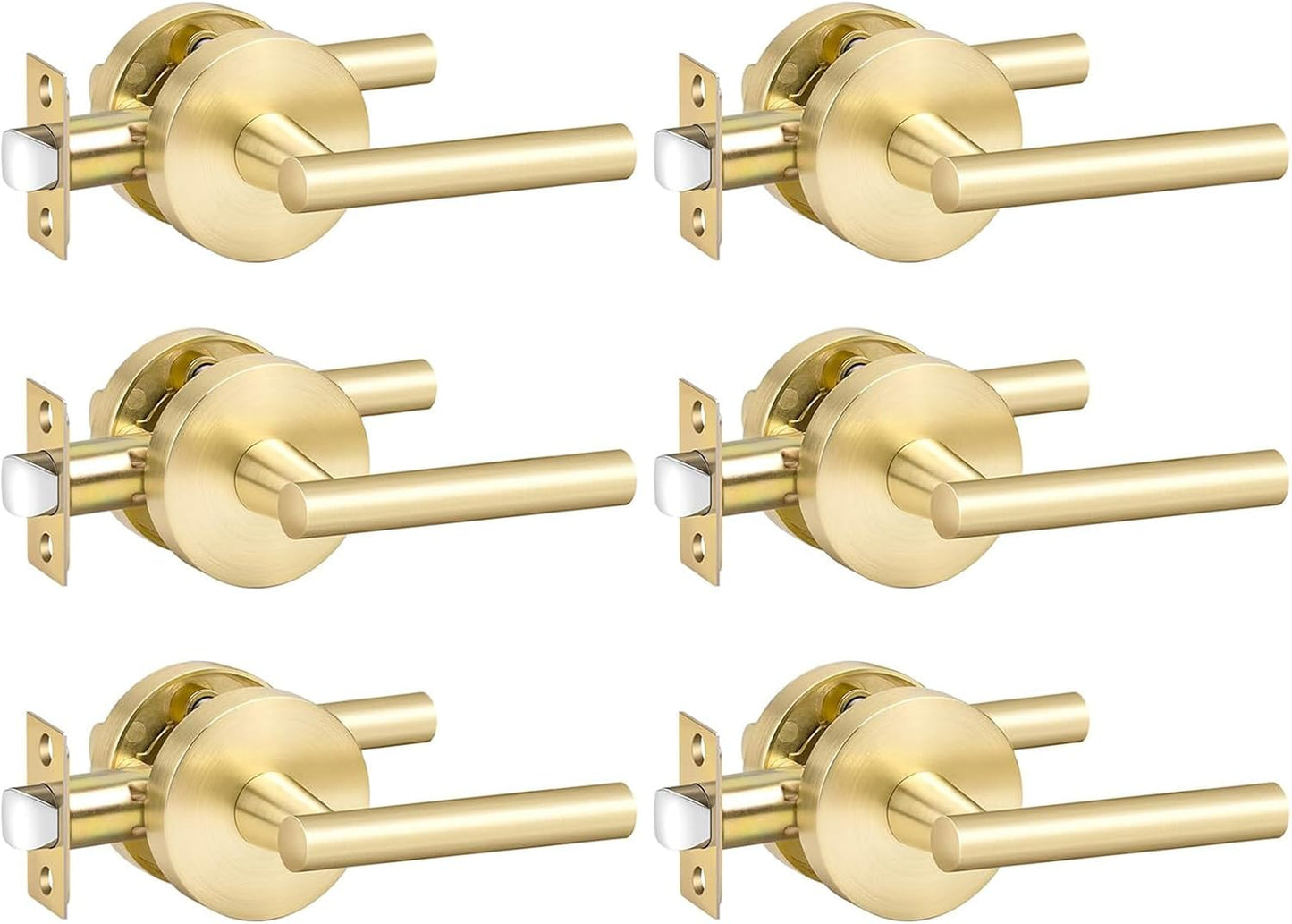 Goldenwarm 6 Pack Gold Passage Door Handles for Closets