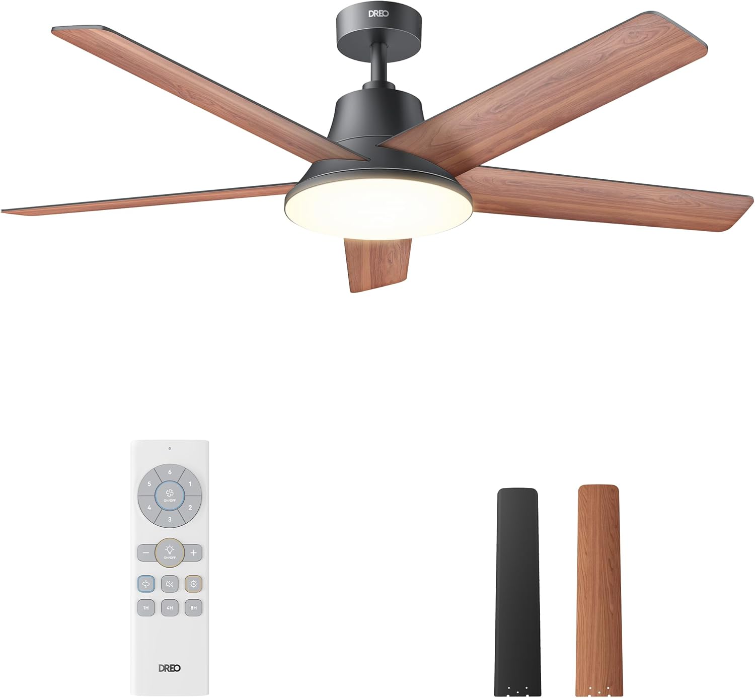 Dreo Ceiling Fan with Lights: 52 Inch, 6 Speeds, Dimmable LED