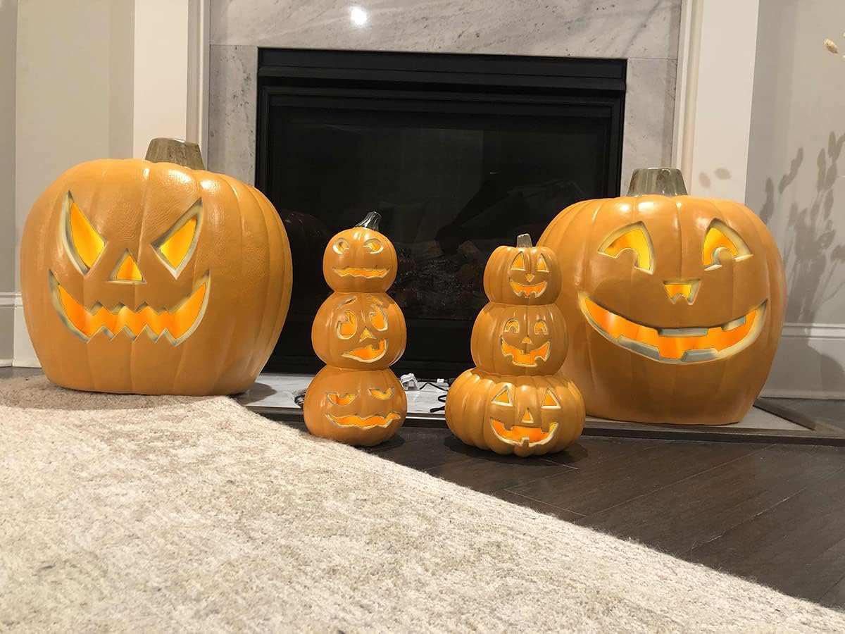 Lighted Jack O Lanterns for Halloween - Unique Designs in 4 Sizes