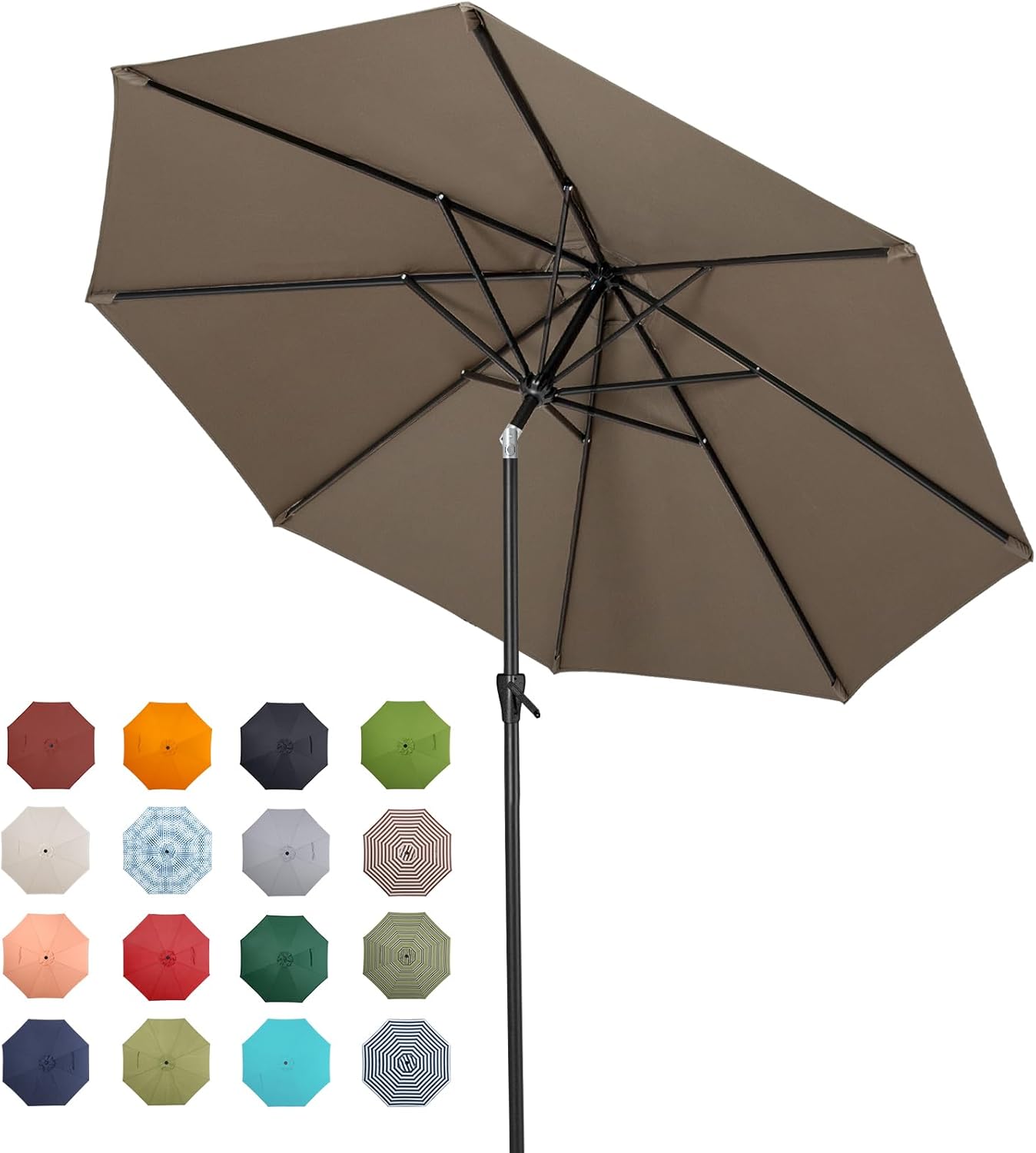 Tempera Patio Market Outdoor Table Umbrella with Crank and Tilt
