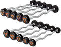 Rubber Coated Fixed Barbell EZ Curl Set - Durable Pre-Loaded Weights