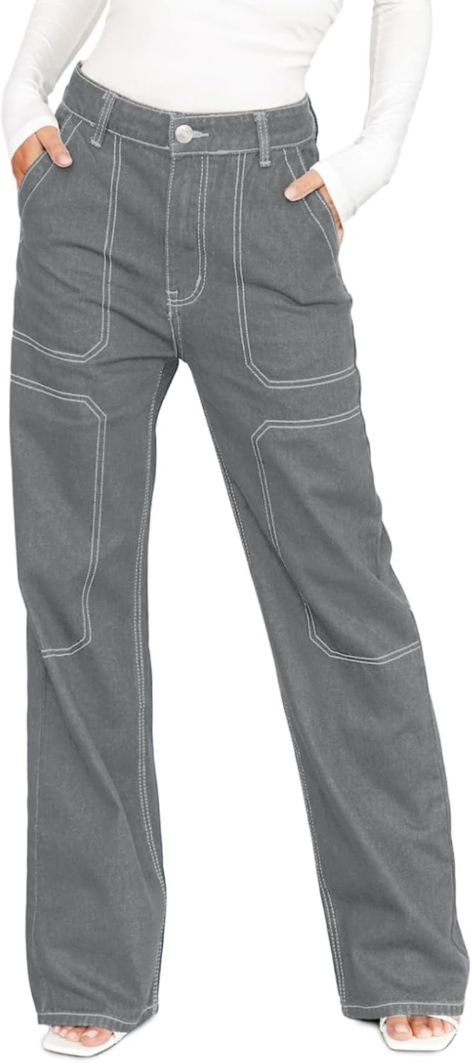 Dokotoo Women's Casual Mid Waist Cargo Jeans for Every Occasion