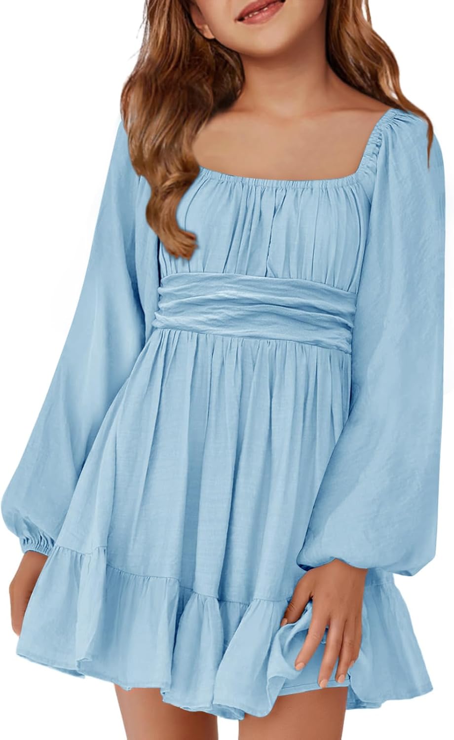 Batermoon Girls Long Sleeve Tie Back Dress for Fall Fashion