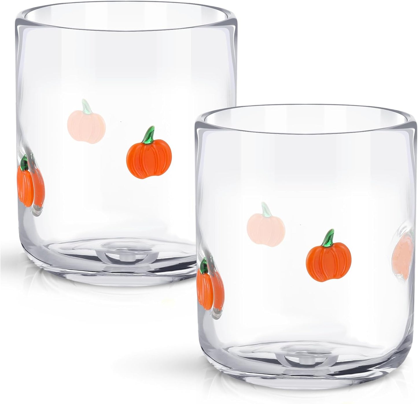 2 Pcs Pumpkin Icon Juice Glasses for Fall Celebrations